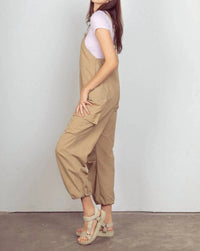 Very J - Casual Sleeveless Cargo Jumpsuit