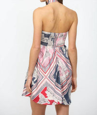 Fate - Bordered Destination Print Halter Dress