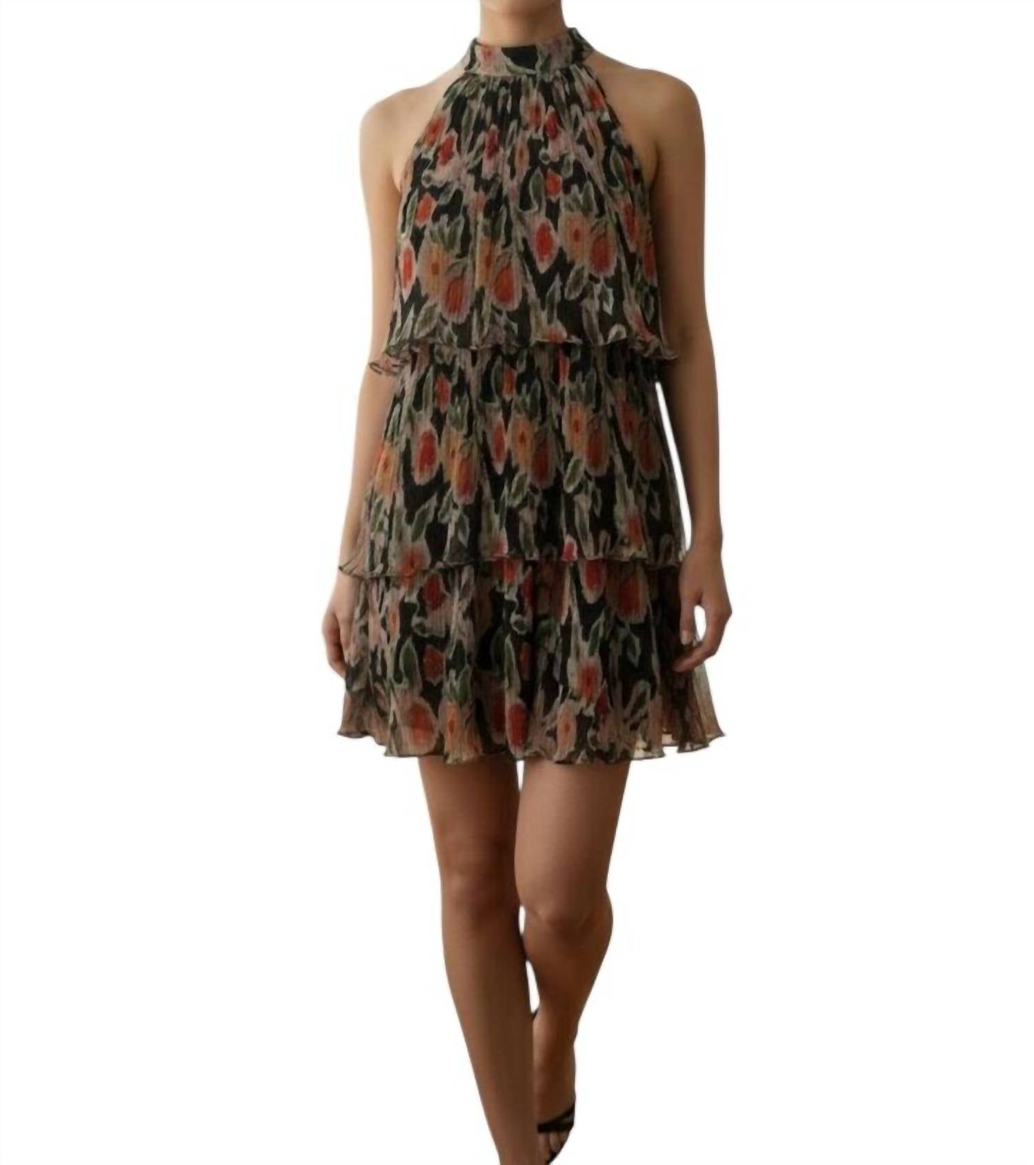 En Saison Floral Tiered Romper in black - women's pants