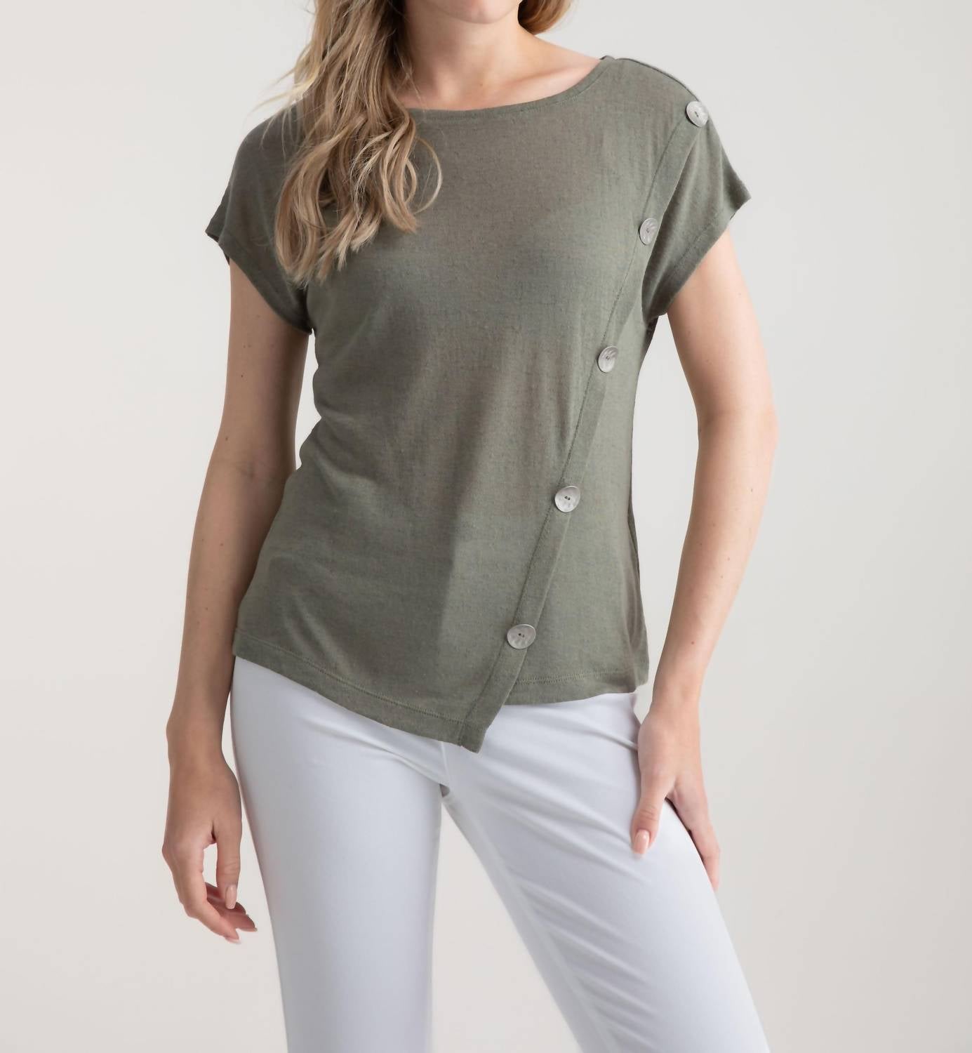 Marble - Asymmetrical Button Top