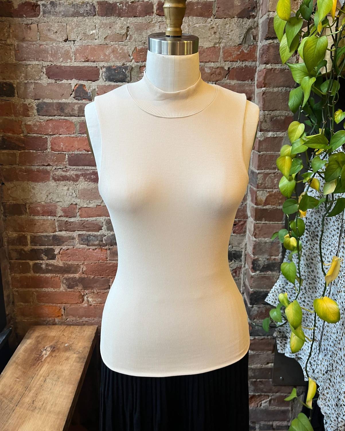 LNA Ribbed Double Layer Tank in bone 1 - women's tank top - view 5
