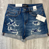 Judy Blue - Women's Hi-rise Star Patch Shorts