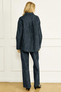 line and dot Nikka Pebbled Denim Pants in indigo - women's jeans - alternate view