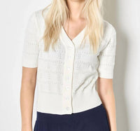 Apricot - Pointelle Knit Cardigan