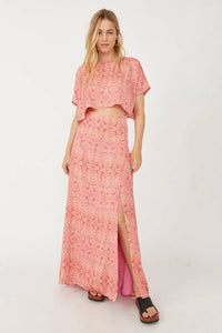 Free People - 2pc Marion Printed Crop Tee & Maxi Skirt Set