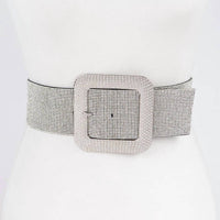 3Am By H&D Accessories - Women's Rhinestone Buckle Elastic Waist Belt