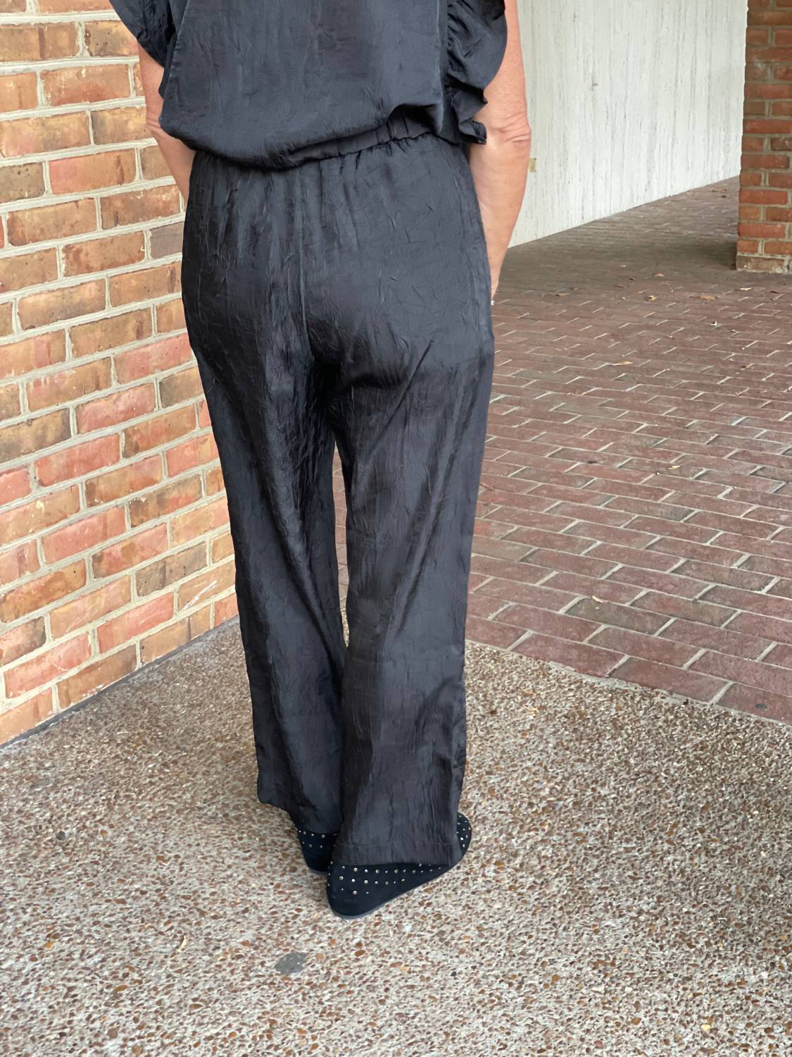 Lior - Citrine Crinkle Flare Leg Pull On Pants