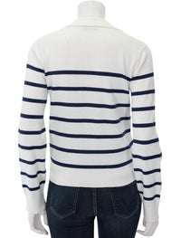 Atm - Cotton Blend Striped Split Collar Sweater