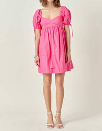English Factory - Pleat Detail Puff Sleeve Dress