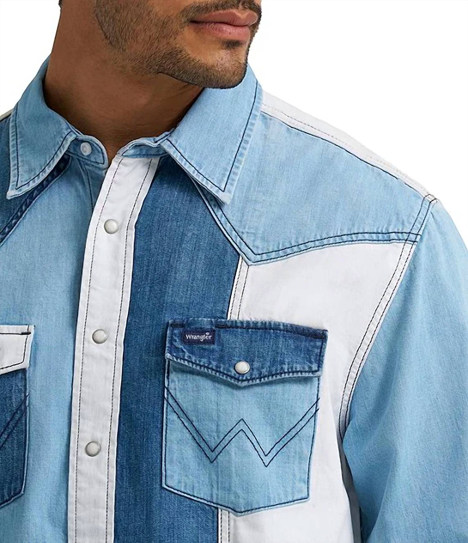 Wrangler - Vintage Inspired Patchwork Denim Shirt