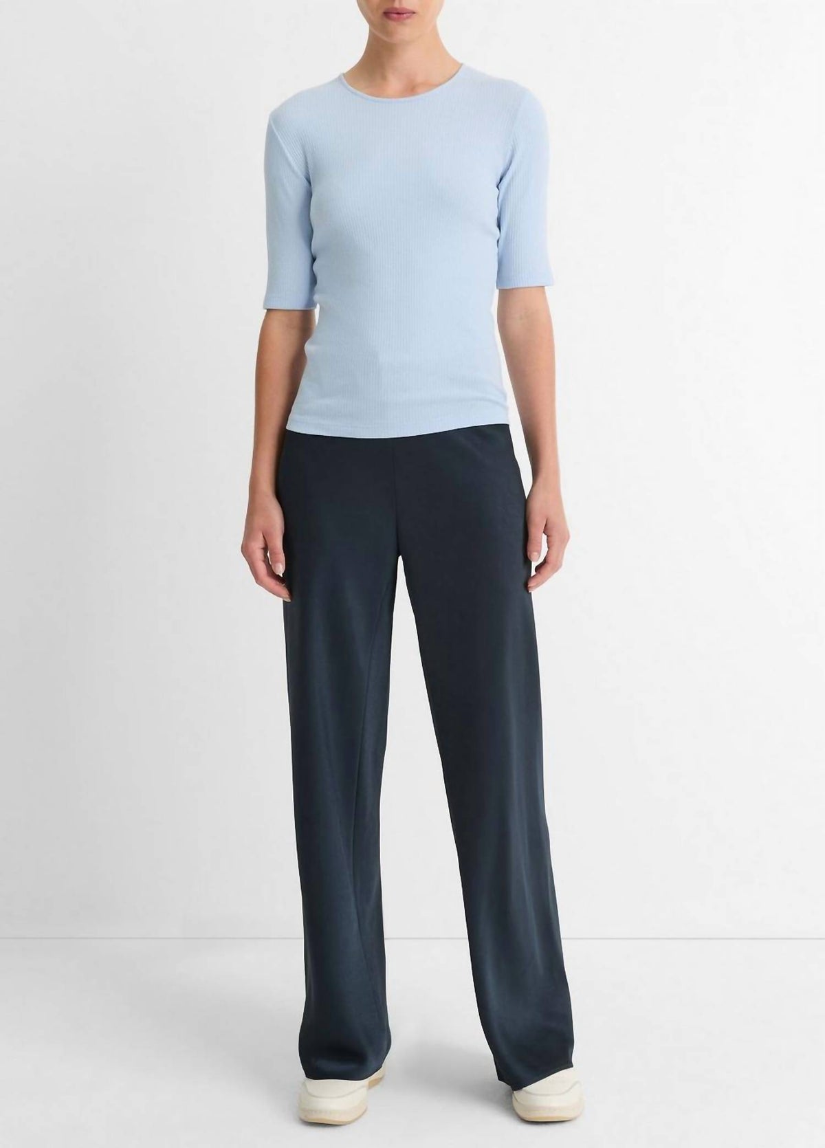 Vince - RIB ELBOW SLEEVE CREW T-SHIRT