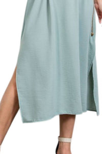 Easel Short Sleeve Crinkled Maxi Dress - Plus in aloe vera - women's dress - alternate view