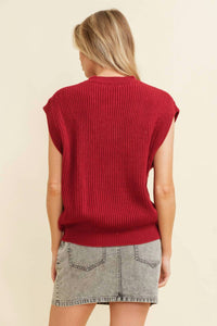 Cloud Ten Gameday Sleeveless Sweater Vest in red - women's sweater - alternate view