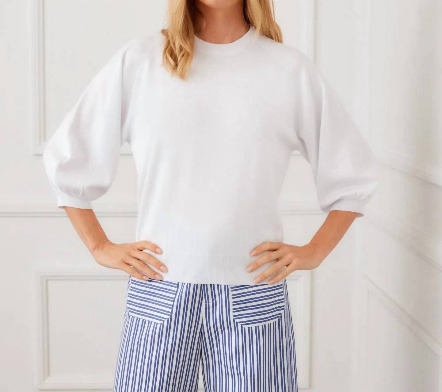 Karen Kane - 3/4 Puff Sleeve Raglan Sweater