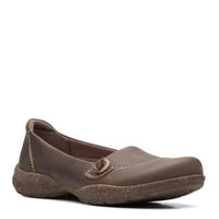 Clarks Women's Roseville Sky Loafer in dark taupe leather - women's flats