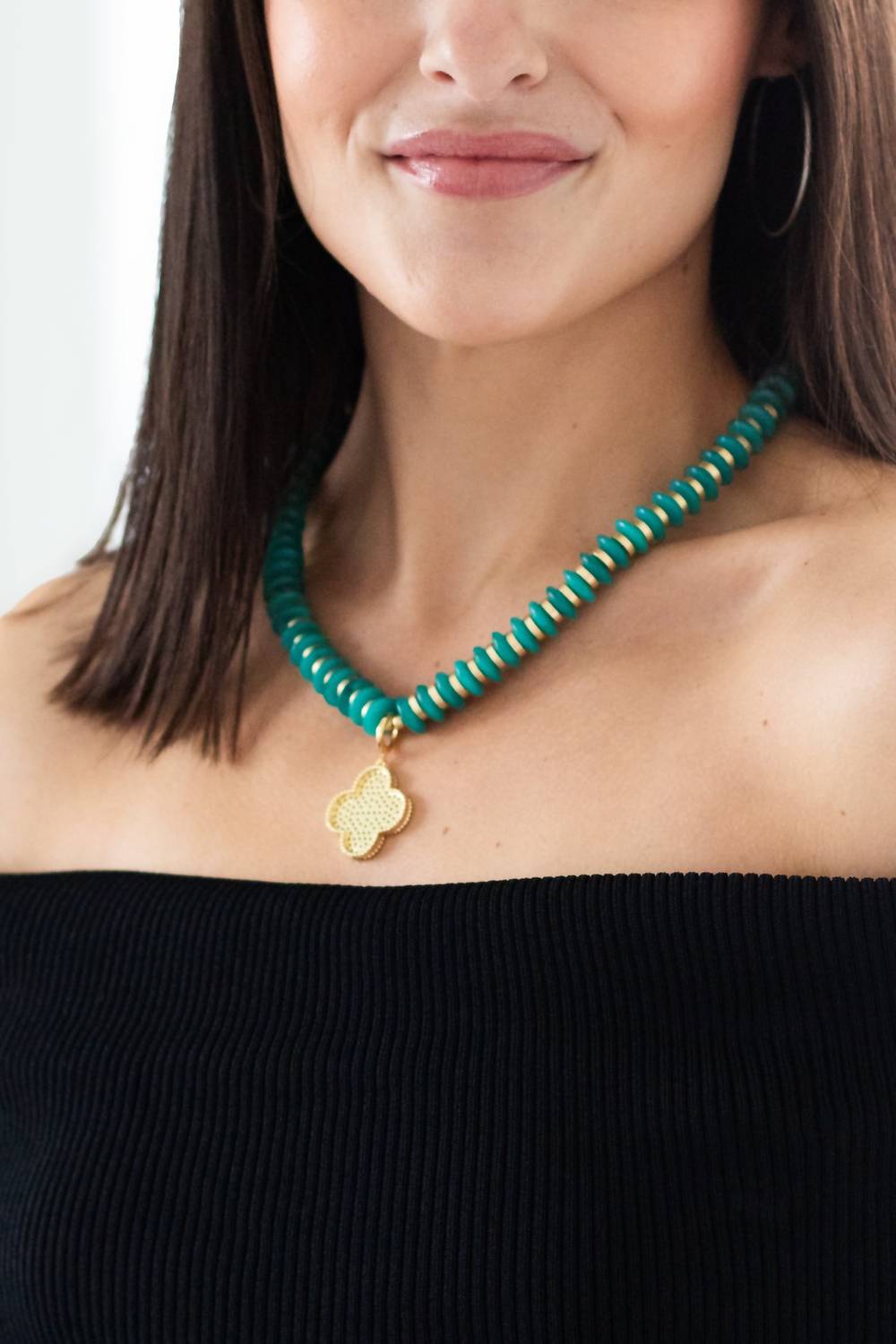 Gemelli - Women's Clover Beaded Necklace