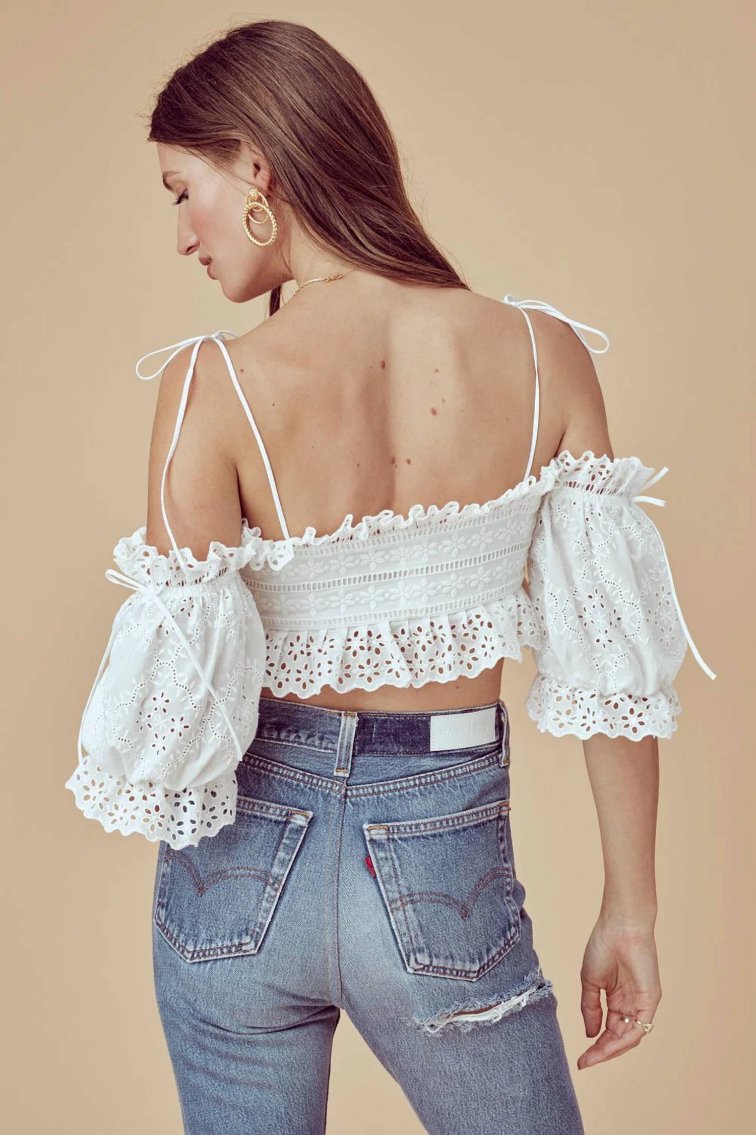 For Love & Lemons - Anabelle Eyelet Crop Top