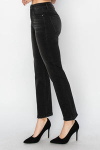 RISEN High Rise Crop Straight Jeans in black - women's pants - view 5