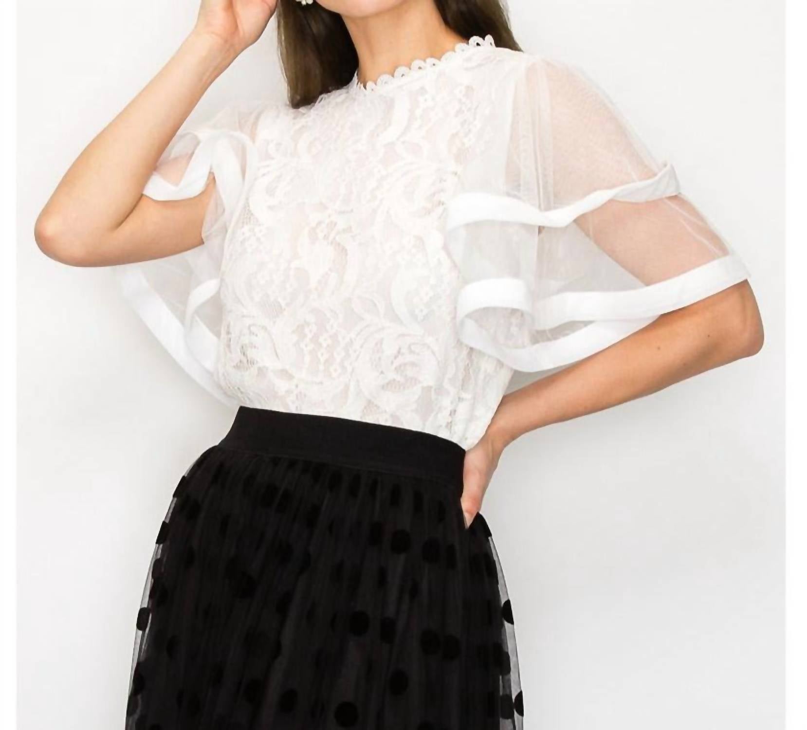 Ina Fashion - Eleanor Lace Ruffle Sleeve Top