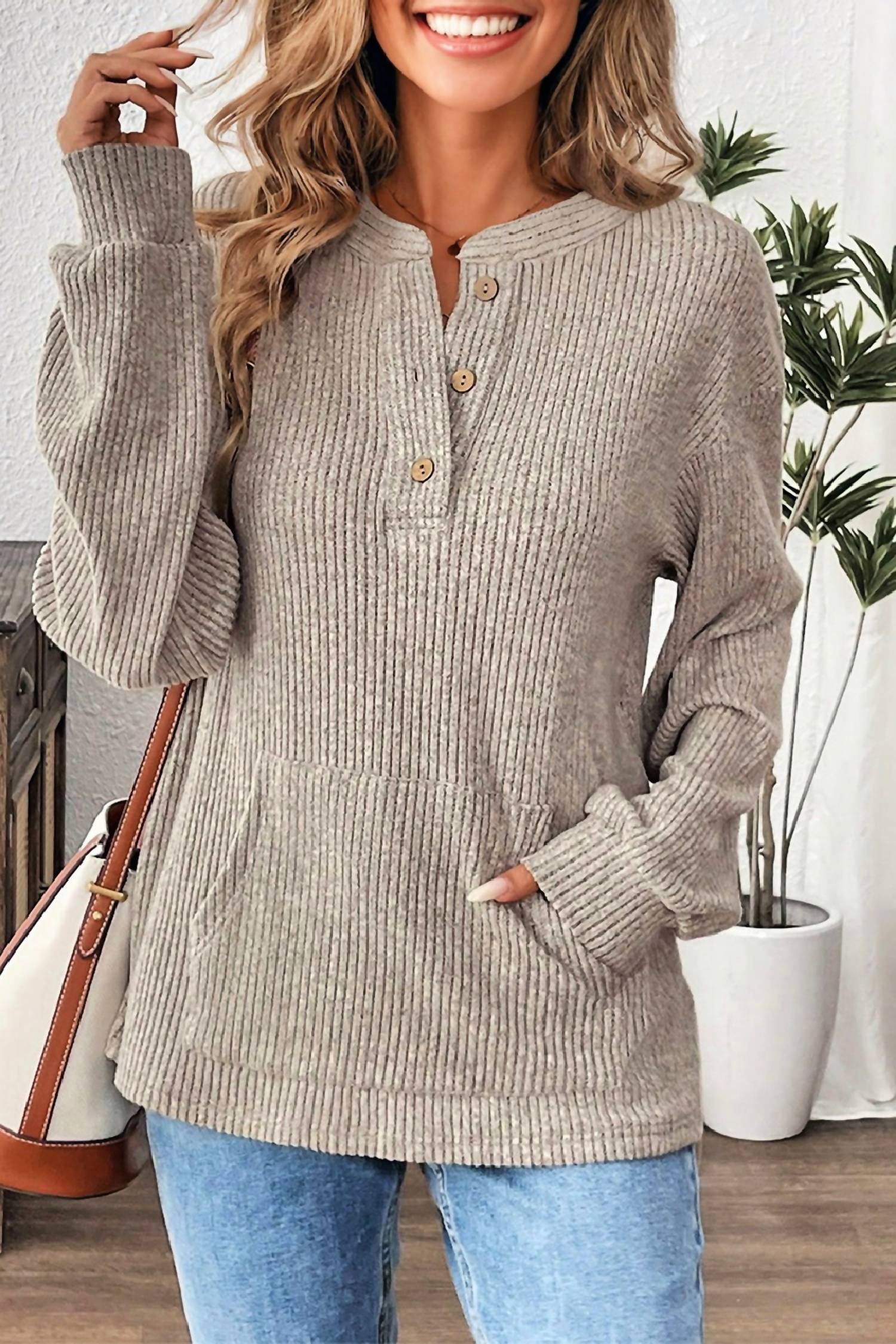 Dear Lover - Ribbed Henley Top