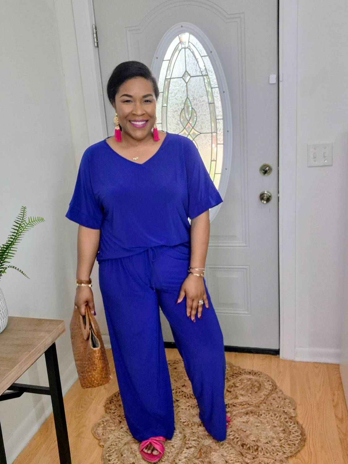 Dear Scarlett - V-neckline Tunic Top And Pants Travel Set