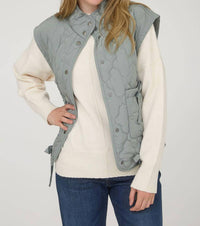 Blu Pepper - Quilted Puffer Vest With Snaps