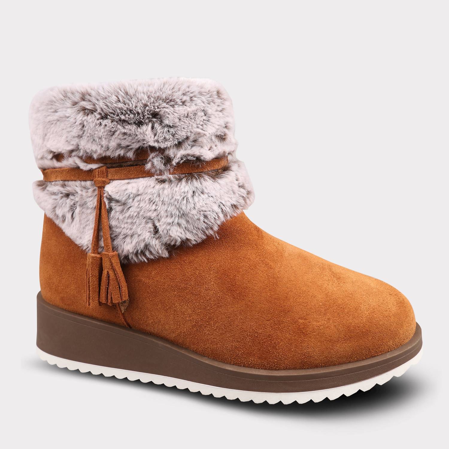 Lamo Women's Bailee Suede Zip-up Wedge Boot in hickory - women's shoe - detail view