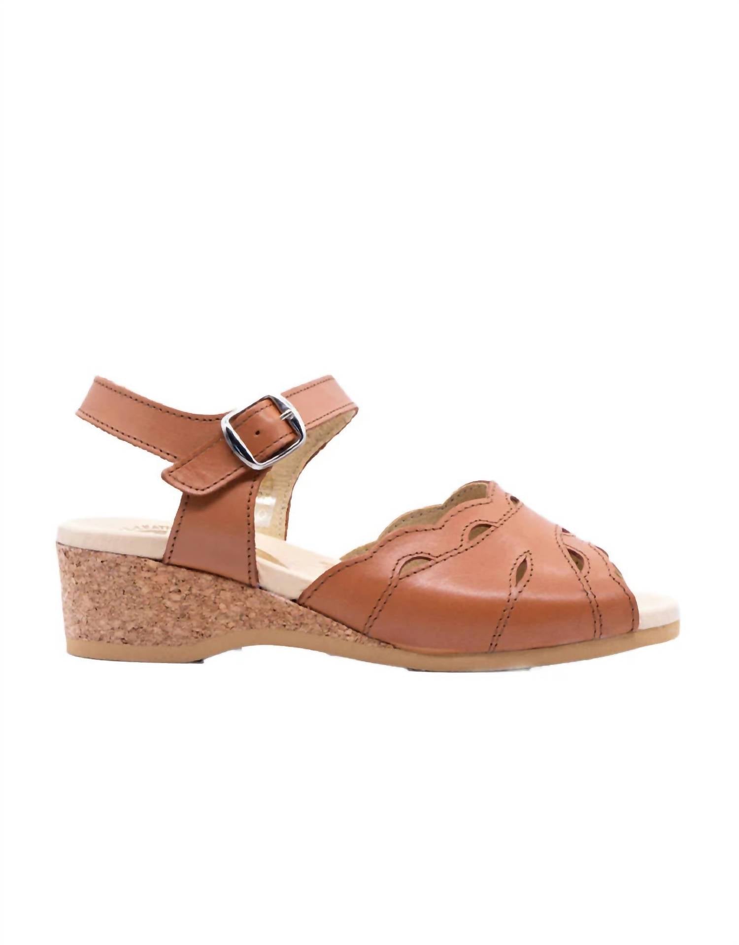 WORISHOFER Women's Ariel Cork Wedge Sandals in tan - women's sandal - detail view