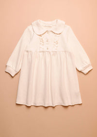 Zhoe & Tobiah Girl's Pearl Buttoned Dress in pannacotta - kids' dress