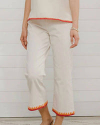 Charlie B - Embroidered Hem Denim Pant