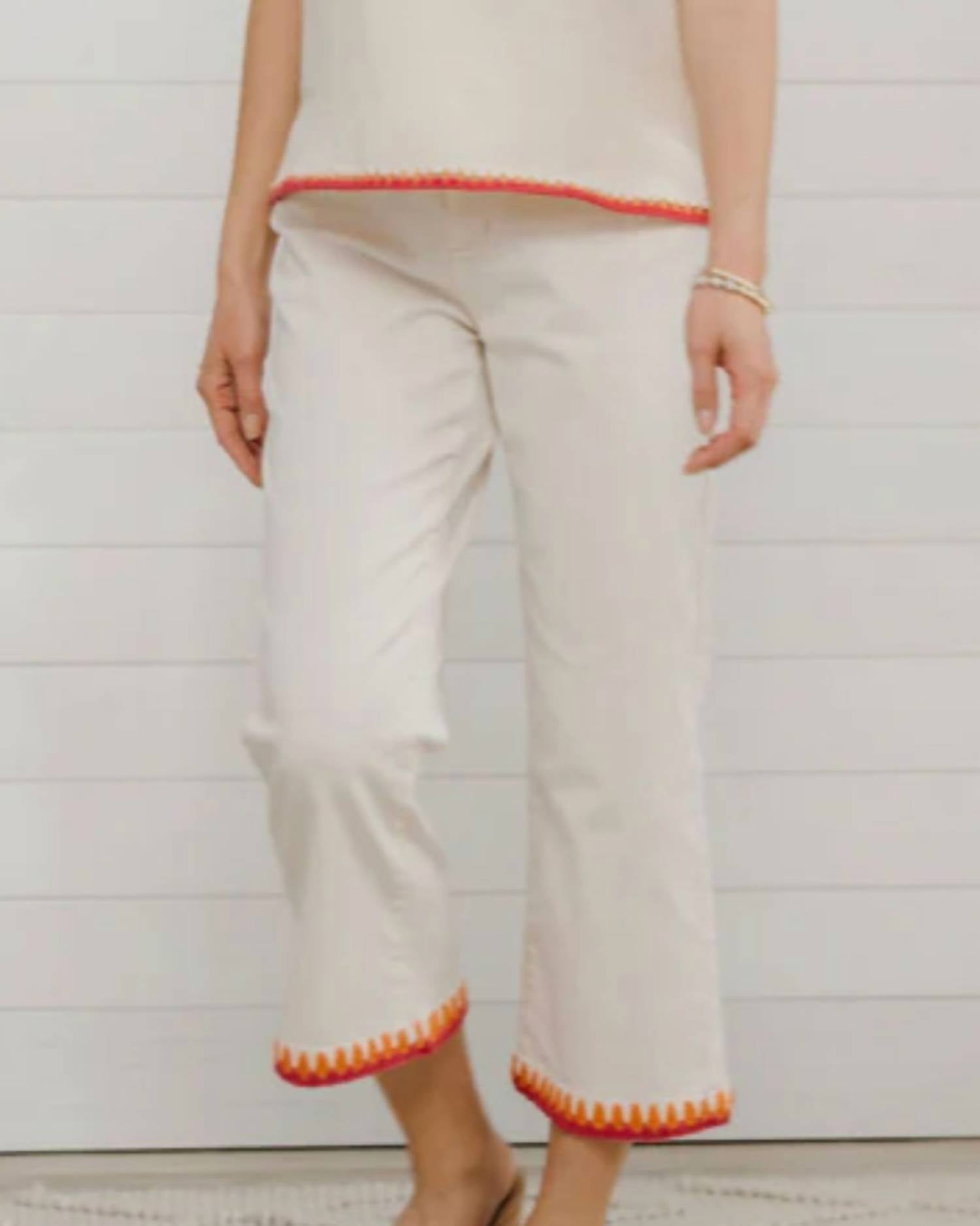 Charlie B - Embroidered Hem Denim Pant