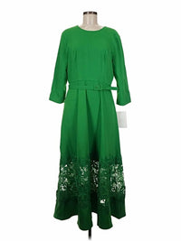 Mac Duggal - Illusion Skirt Quarter Sleeve Midi Dress
