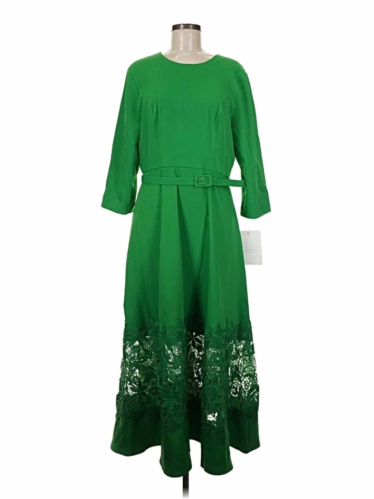 Mac Duggal - Illusion Skirt Quarter Sleeve Midi Dress
