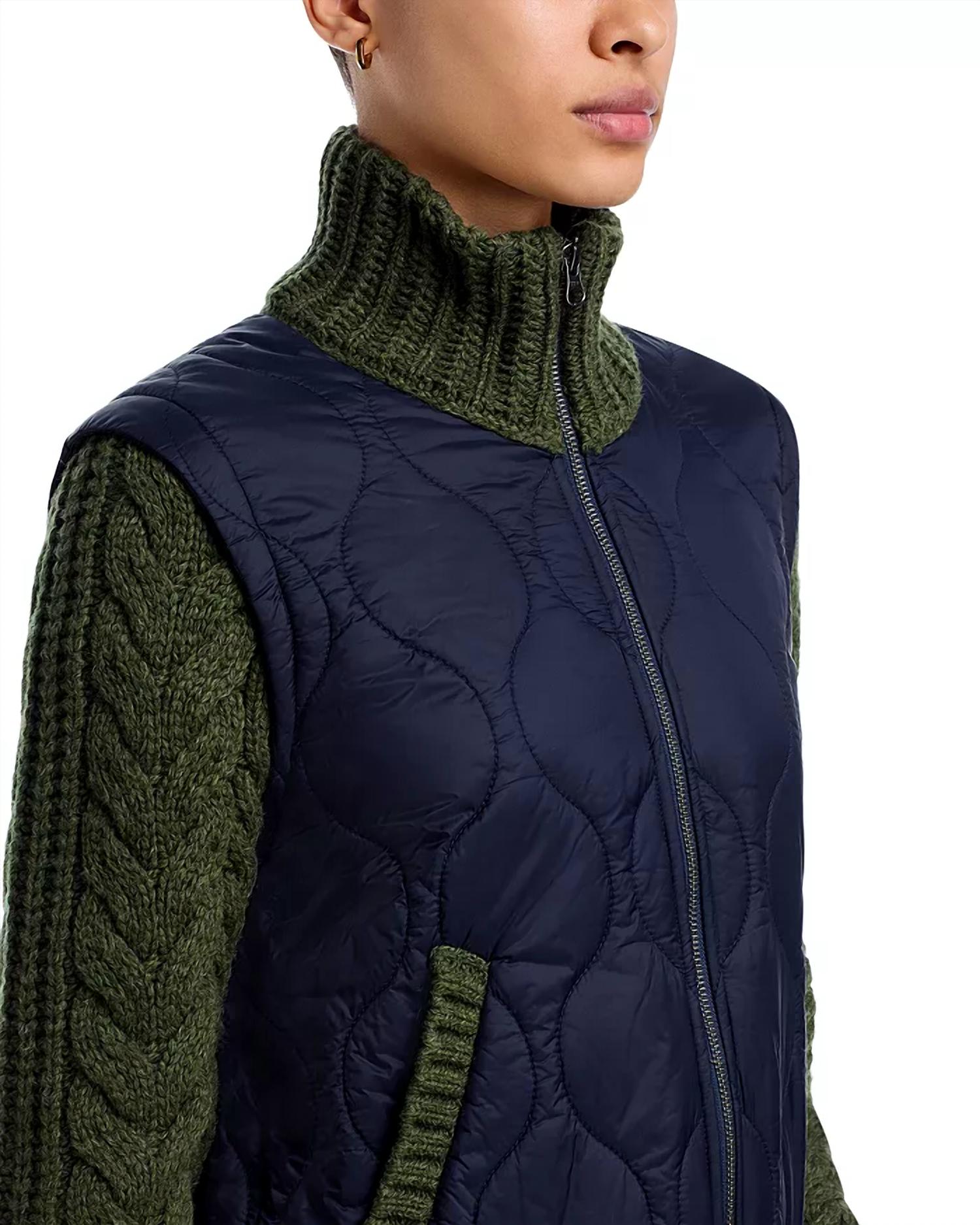 Veronica Beard - Patra Knit-sleeve Quilted Jacket