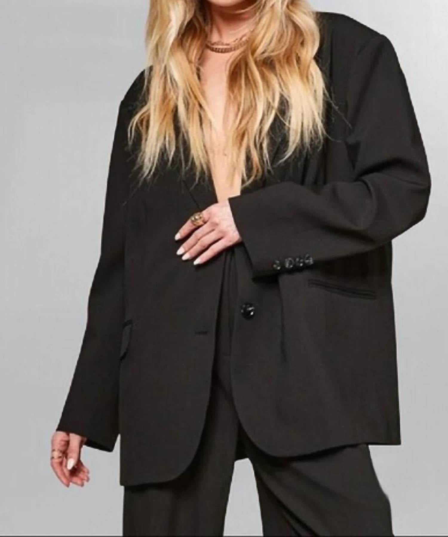 Mimosa Irisa Oversized Boyfriend Blazer in black - women's jacket