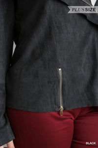 Umgee - Plus Size Suede Moto Jacket