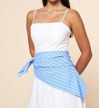 Lalavon - Stripe Waist Bandana Sleeveless Tie Maxi Dress
