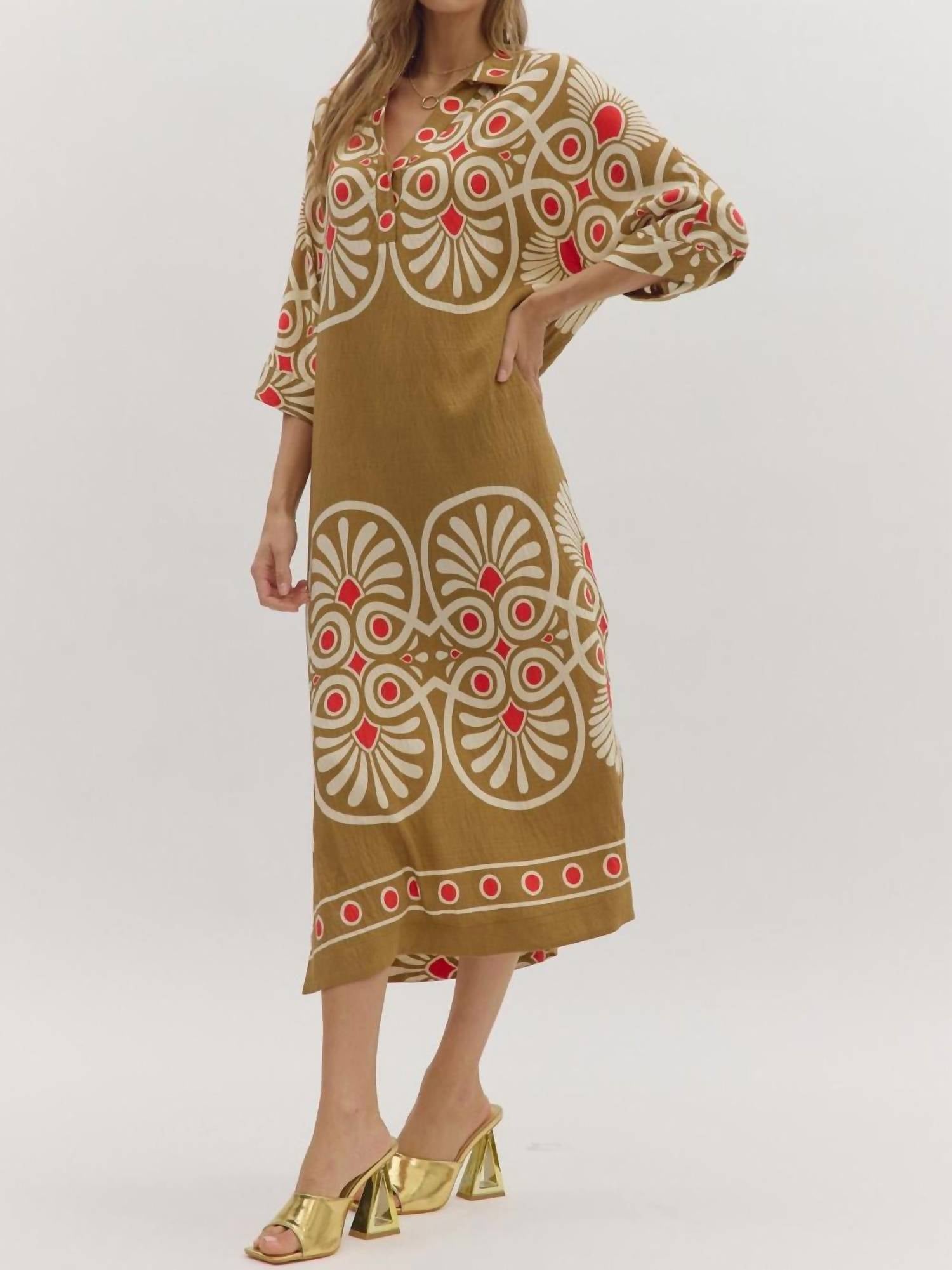 Entro - Sabrina Golden Midi Dress