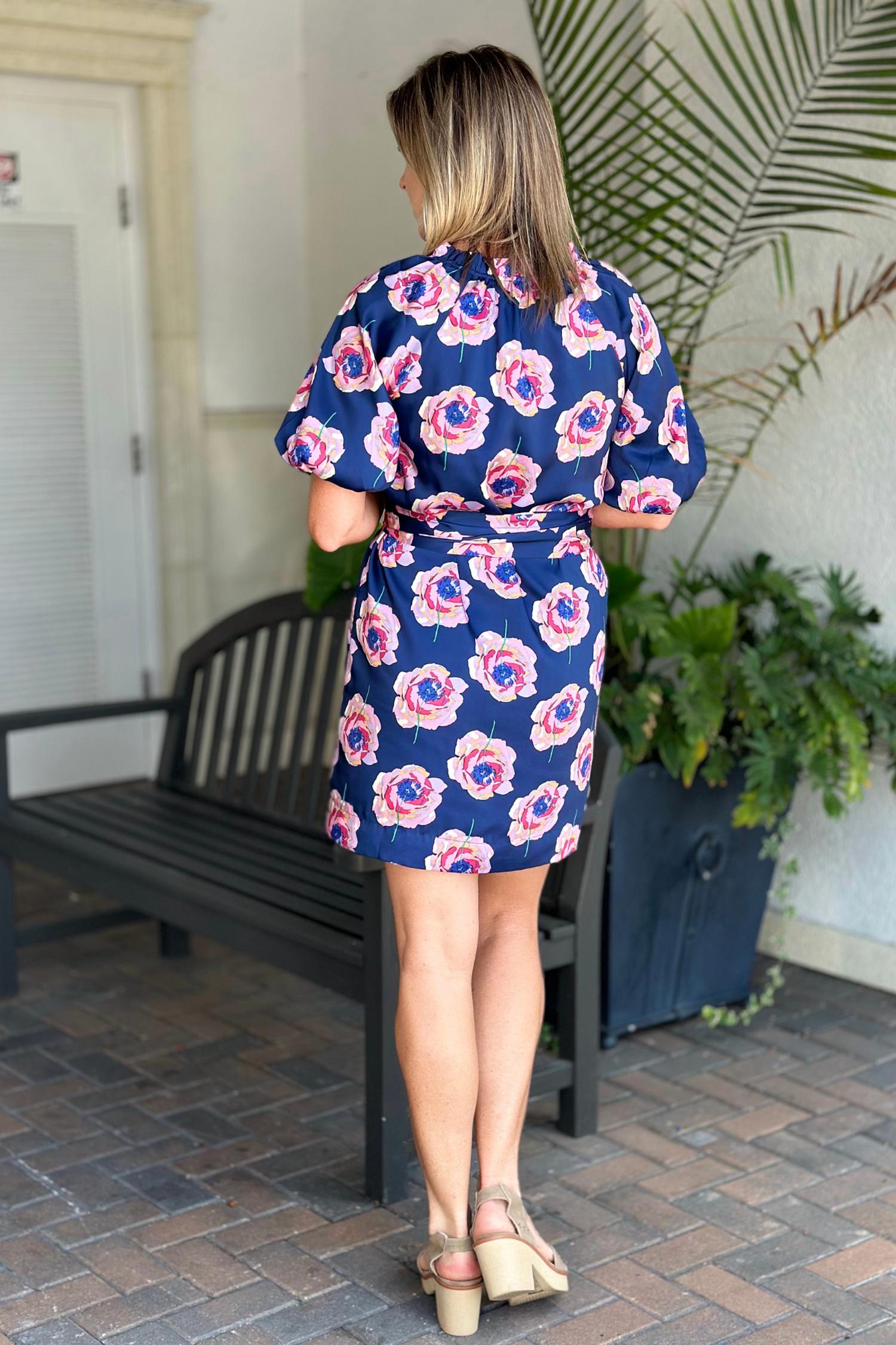Jade - Split Neck Puff Sleeve Dress