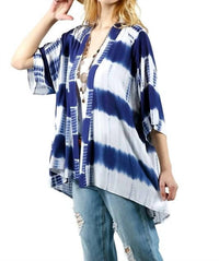 Kori - Tie Dye Lace Crochet Back Kimono