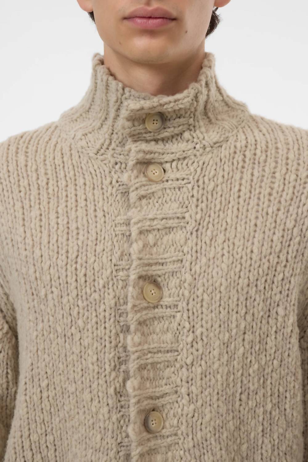 CLOSED Turtleneck Cardigan in silt grey - men's sweater - alternate view