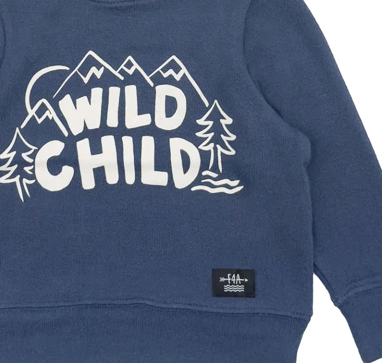 feather 4 arrow Kid's Wild Child Hacci Pullover Top in crown blue - kids' shirt - detail view