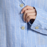 The Sleep Code - Women's Striped Linen Long Pj Set