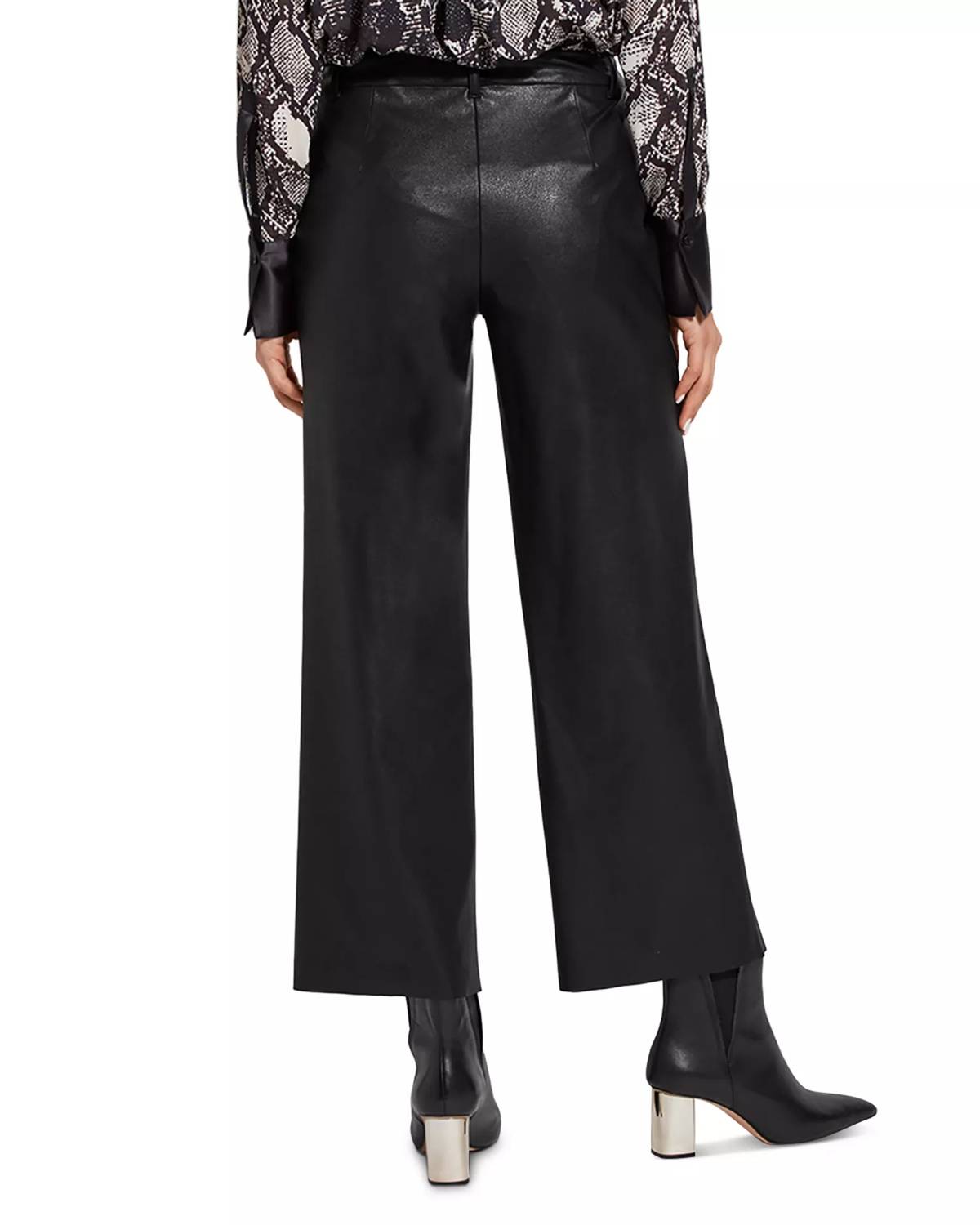 Lysse - Faux Leather Cropped Wide Leg Trousers