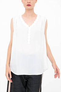 Elaine Kim - Bettina V-neck Shell Top With Grosgrain Trim
