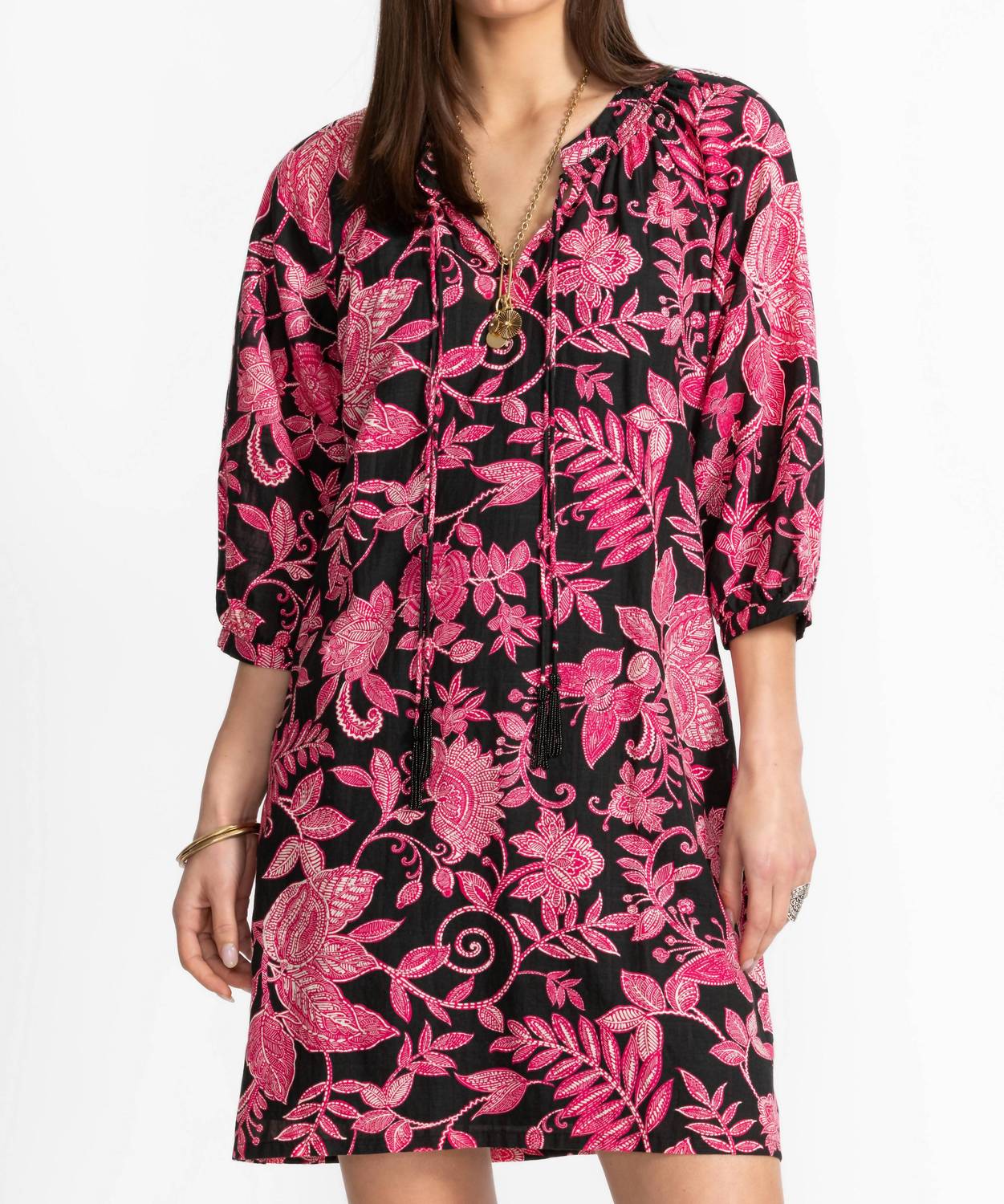 Johnny Was ALYCIA TASSEL DRESS in black - women's dress