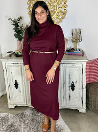 Entro - Merlot Long Sleeve Midi Dress