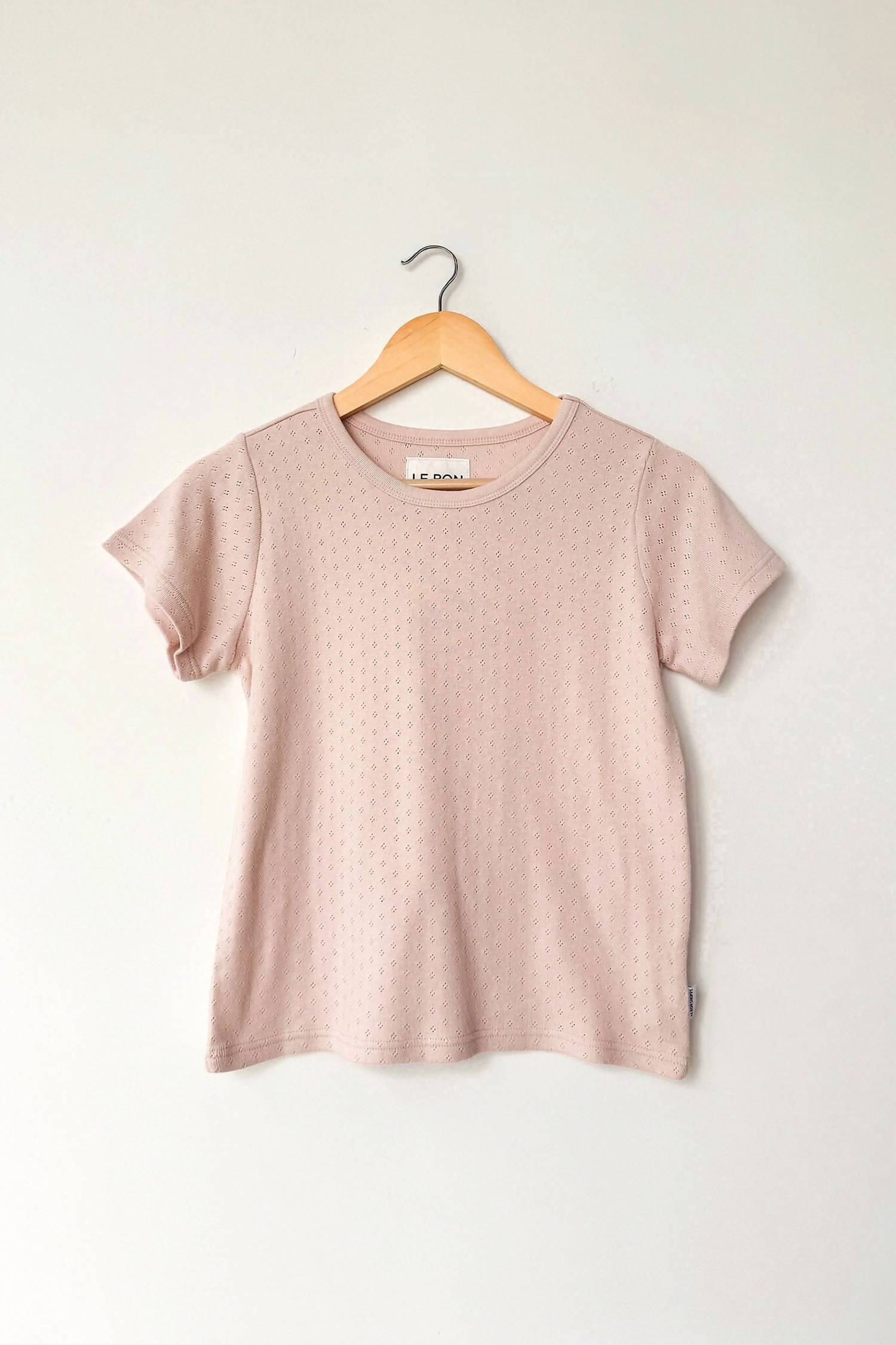 Le Bon Shoppe Pointelle Babe Tee in baby pink - women's t-shirt - alternate view