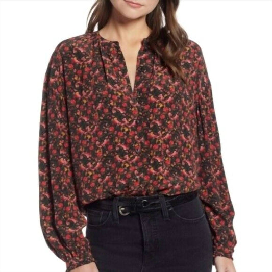 Something Navy - Floral Easy Volume Long Sleeve Blouse