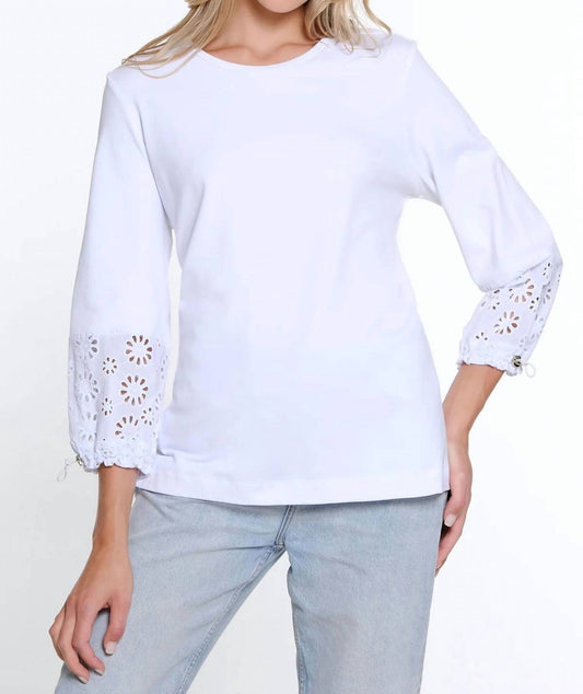 Multiples - DRAWSTRING EYELET SLEEVE TOP